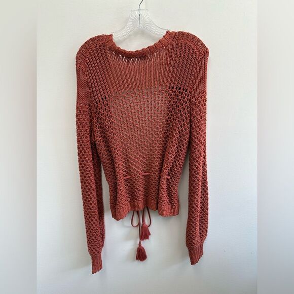 360 Sweater Italian Yarn Chunky Knit Open Front Tassel Tie Waist Cardigan S - Picture 14 of 14